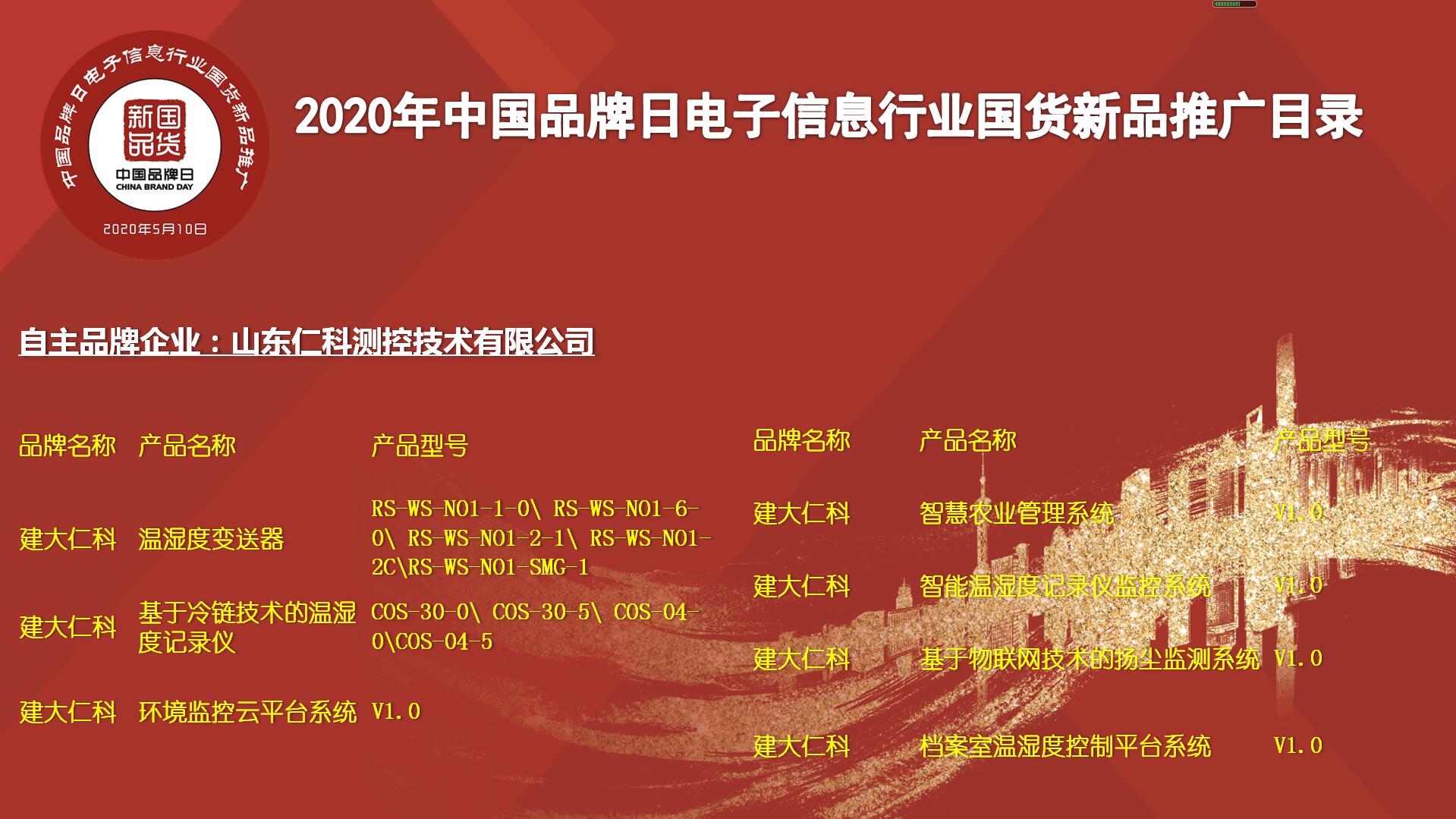 中國品牌日：建大仁科獲得“電子信息行業(yè)國貨新品”的稱號